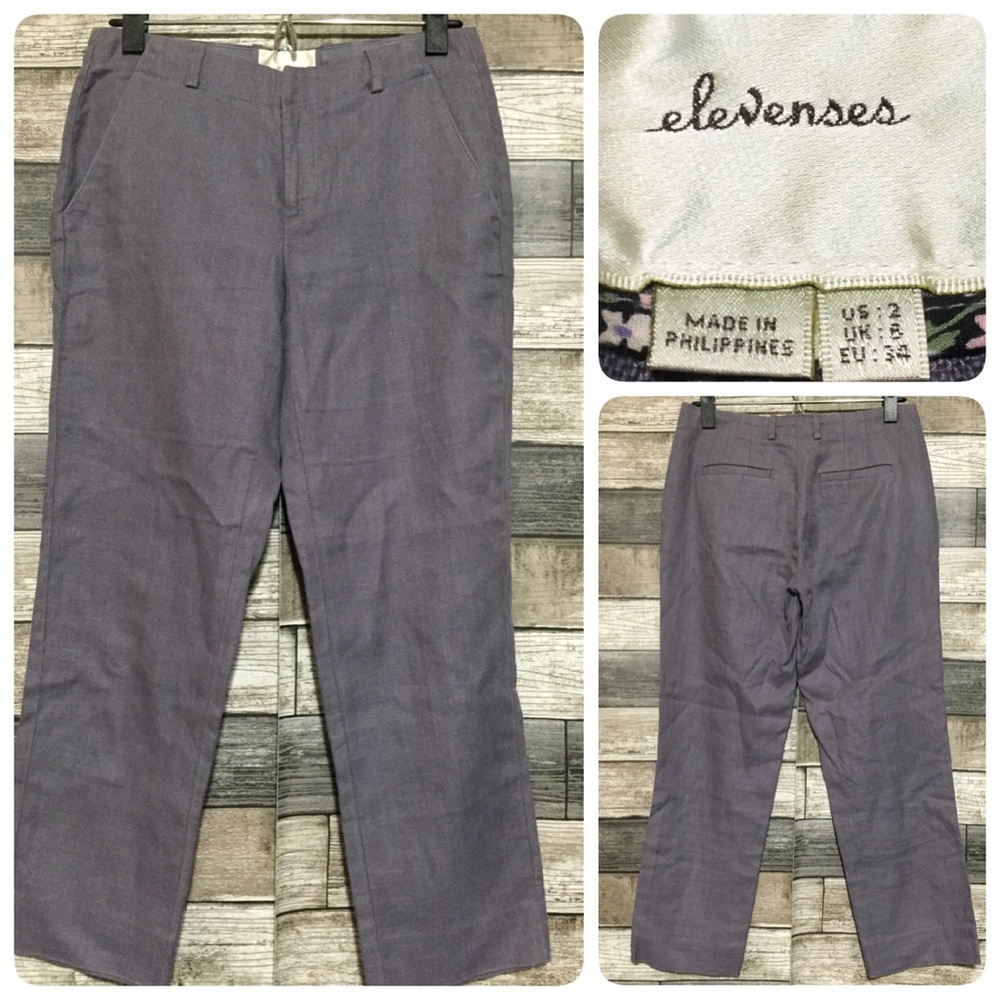 Elevenses Linen Tencel Straight Crop Pants Women’s 2 Gray (Inseam 24.5)